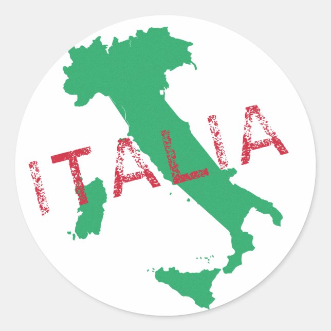 Sticker Rond Italie carte art avec Italia (Devant)