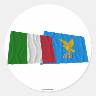 Sticker Rond Italie et Frioul-Vénétie Julienne agitant des drap