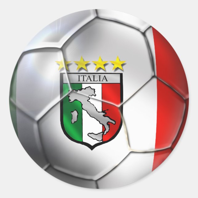Sticker Rond Italie Forza Azzurri Calcio Football drapeau (Devant)