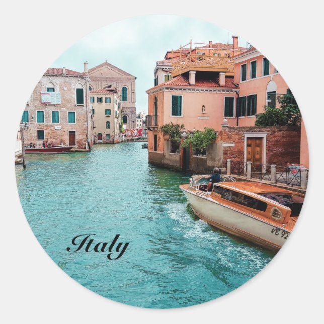 Sticker Rond Italie Magnet Carte de visite de Venise (Devant)