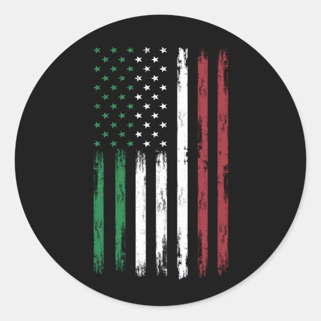 Sticker Rond Italie USA Drapeau 4 juillet Italie patriotique am (Devant)
