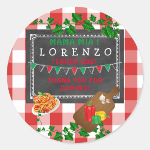 Sticker Rond Italien 1er anniversaire merci