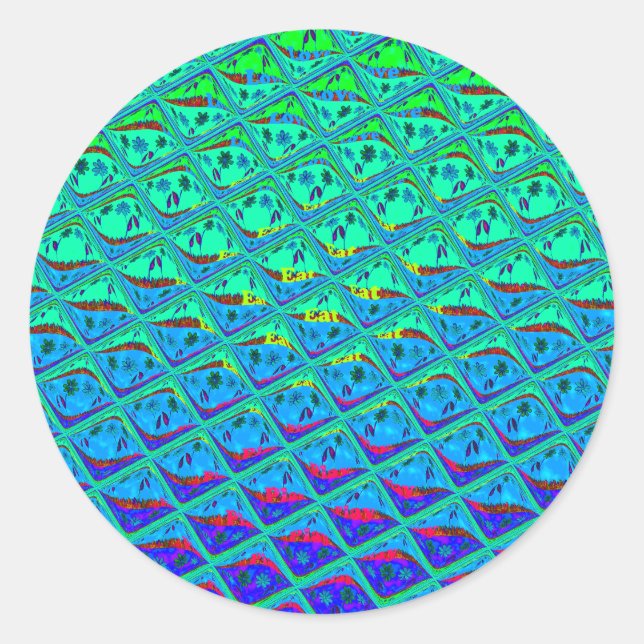 Sticker Rond Italien bleu sirène Motif Art Imprimer (Devant)