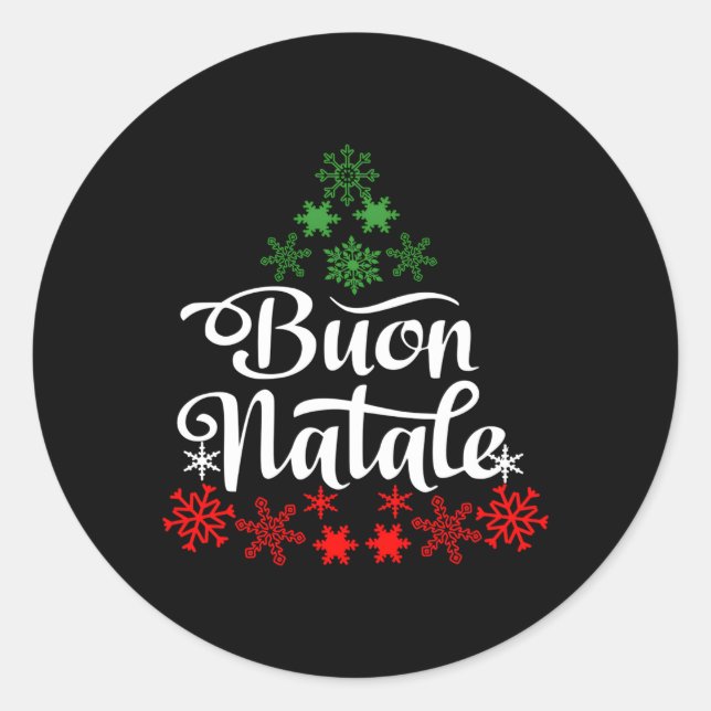 Sticker Rond Italien Buon Natale Flocon de neige Italie Arbre (Devant)