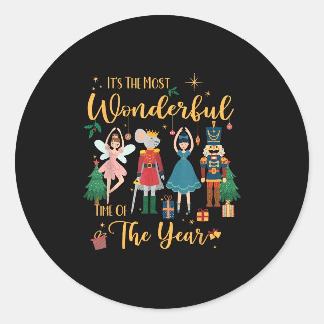 Sticker Rond It's The Most Wonderful Time Of The Year Nutcracke (Devant)