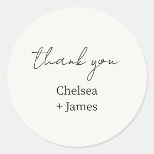 Sticker Rond Ivoire   Mariage de Merci de script simple chic