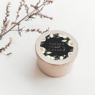 Sticker Rond Ivory Bloom   Mariage fleuri personnalisé
