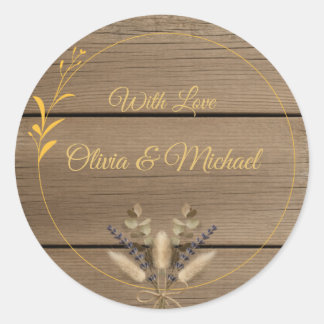 Sticker Rond Ivory Gold Boho Floral Élégant Script Rustique