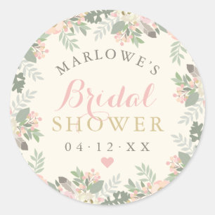 Sticker Rond Ivory Pink or Floral Boho Mariage Fête des mariées