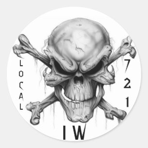 Sticker Rond IW SKULL & CrossBones, LOCAL, 721