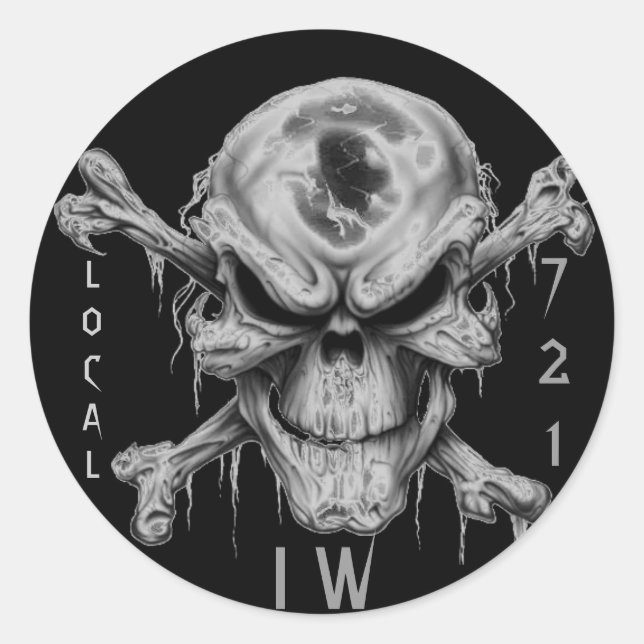 Sticker Rond IW SKULL & CrossBones, LOCAL, 721 (Devant)