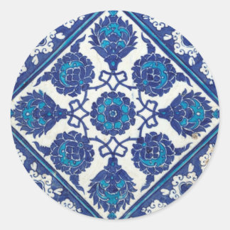 Sticker Rond Iznik Floral Ethnic Tribal Turkish Mosaic Pottery