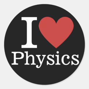 Sticker Rond J'❤️ adore la physique pour les étudiants et les p