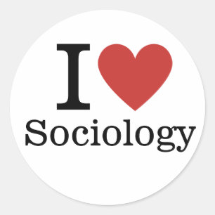 Sticker Rond J'❤️ Adore la Sociologie pour Étudiants/Enseignant