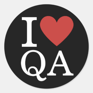 Sticker Rond J' ❤️ Aime le Personnel d'Assurance Qualité QA SUR