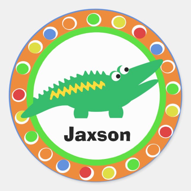 Sticker Rond J est pour Jungle Alligator (Devant)