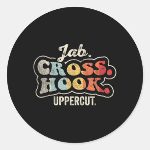 Sticker Rond Jab Cross Hook Uppercut Boxe Rétro Vintage