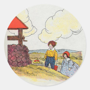 Sticker Rond Jack et Jill montèrent la colline Nursery Rhyme