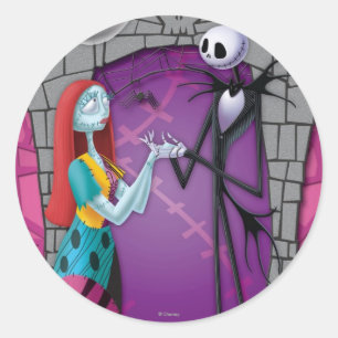 Sticker Rond Jack et Sally se tenant par la main