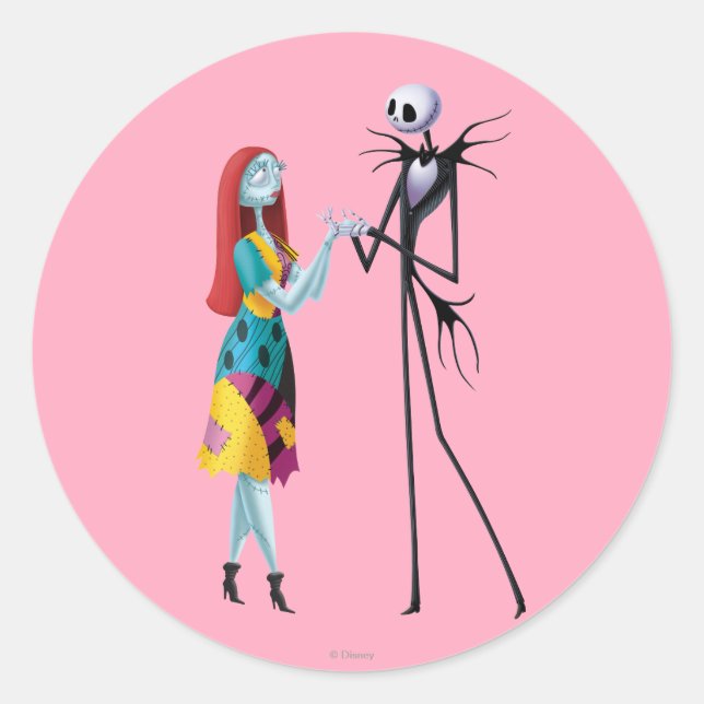 Sticker Rond Jack et Sally tenant les mains (Devant)