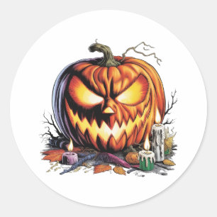 Sticker Rond Jack Halloween Furieux