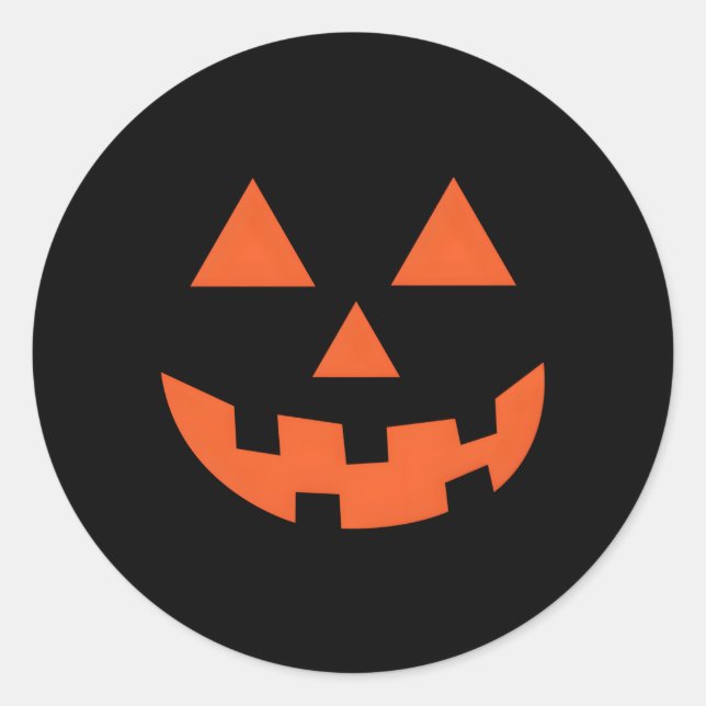 Sticker Rond Jack-O-Lantern Halloween Citrouille Face Trick Ou  (Devant)