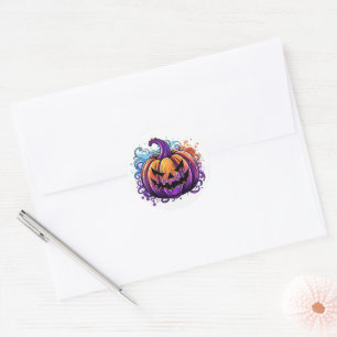 Sticker Rond Jack-O-Lanterne coloré
