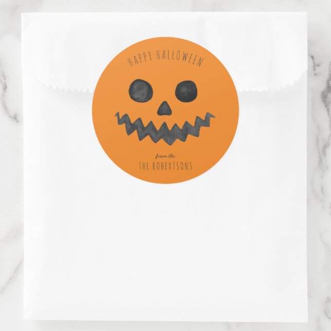 Sticker Rond Jack-o'lanterne | Joyeux traitement d'Halloween (Sac)
