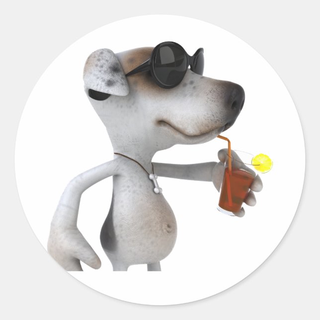 Sticker Rond Jack Russell Portant des lunettes de soleil Sticke (Devant)