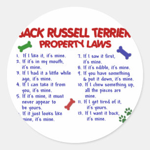 Sticker Rond JACK RUSSELL TERRIER Lois sur la propriété 2
