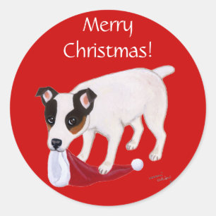 Sticker Rond Jack Russell Terrier Noël