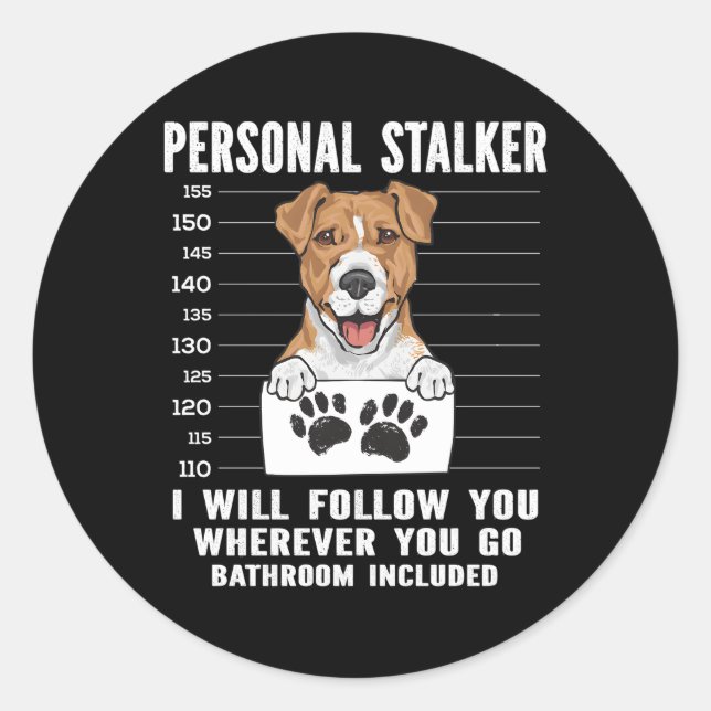 Sticker Rond Jack Russell Terrier Personal Stalker (Devant)