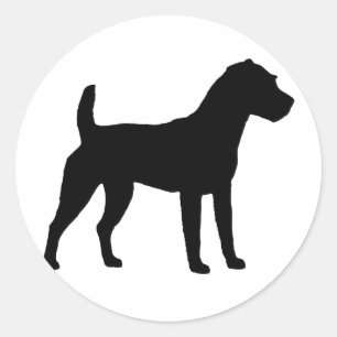 Sticker Rond Jack Russell Terrier Silhouette