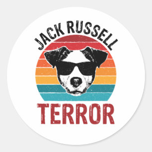 Sticker Rond Jack Russell Terror Terrier Drôle Chien Lunettes d
