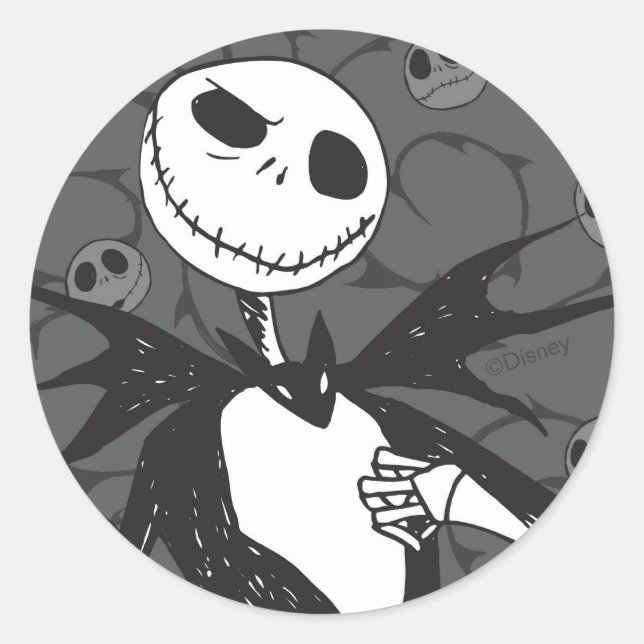 Sticker Rond Jack Skellington | Arrière - plan de Skellington (Devant)