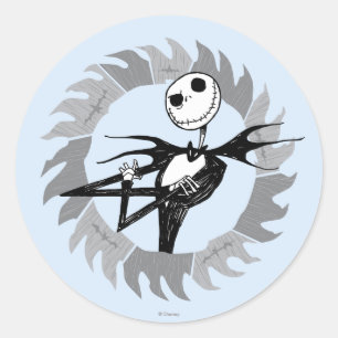 Sticker Rond Jack Skellington   Cadre de lame de scie