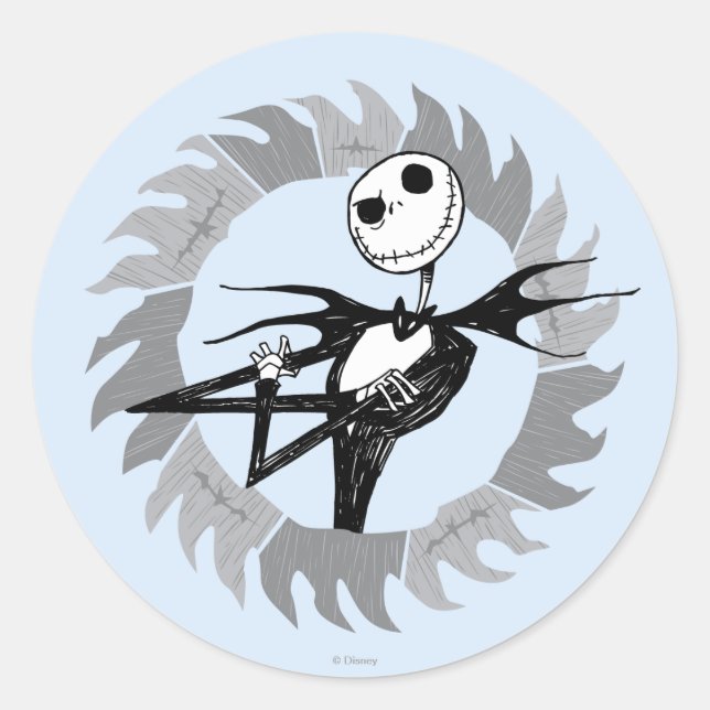 Sticker Rond Jack Skellington | Cadre de lame de scie (Devant)
