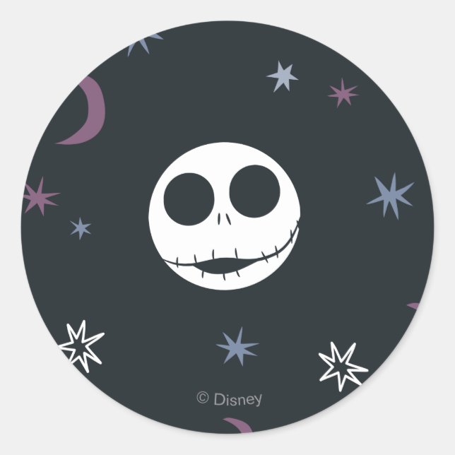 Sticker Rond Jack Skellington Head & Stars Pattern (Devant)
