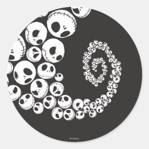 Sticker Rond Jack Skellington   Tourner le crâne
