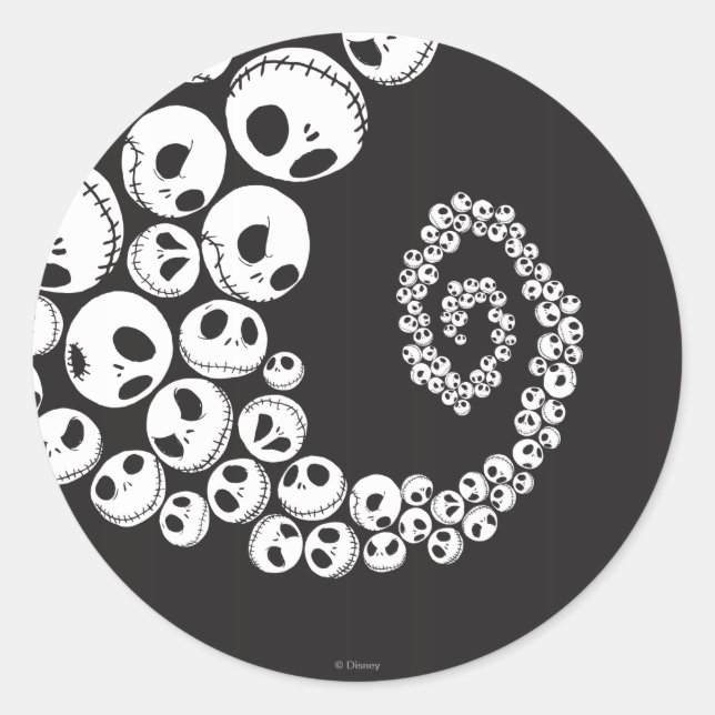 Sticker Rond Jack Skellington | Tourner le crâne (Devant)
