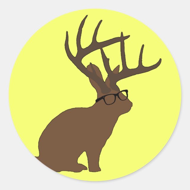 Sticker Rond jackalope avec collant de lunettes (Devant)