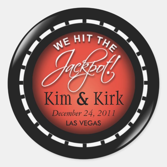 Sticker Rond Jackpot ! Las Vegas Newlyweds Casino Chip (Devant)