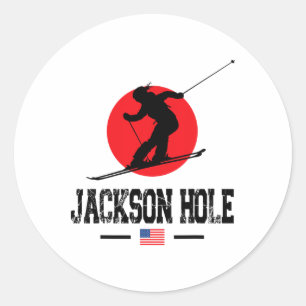 Sticker Rond Jackson Hole Usa Station de ski Montagnes Rocheuse