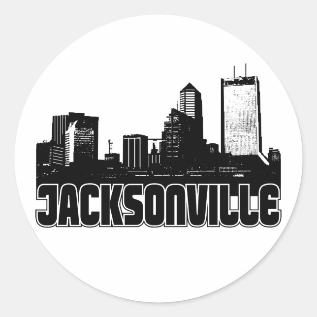 Sticker Rond Jacksonville Skyline (Devant)