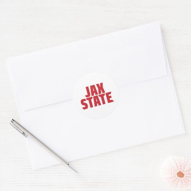 Sticker Rond Jacksonville State University JAX STATE Bold Red (Enveloppe)