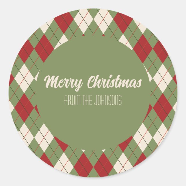Sticker Rond Jacquard de Noël Vintage (Devant)
