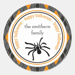 Sticker Rond Jacquard Halloween Spider (Noir / Orange)