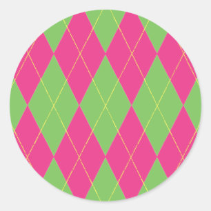 Sticker Rond Jacquard rose et vert