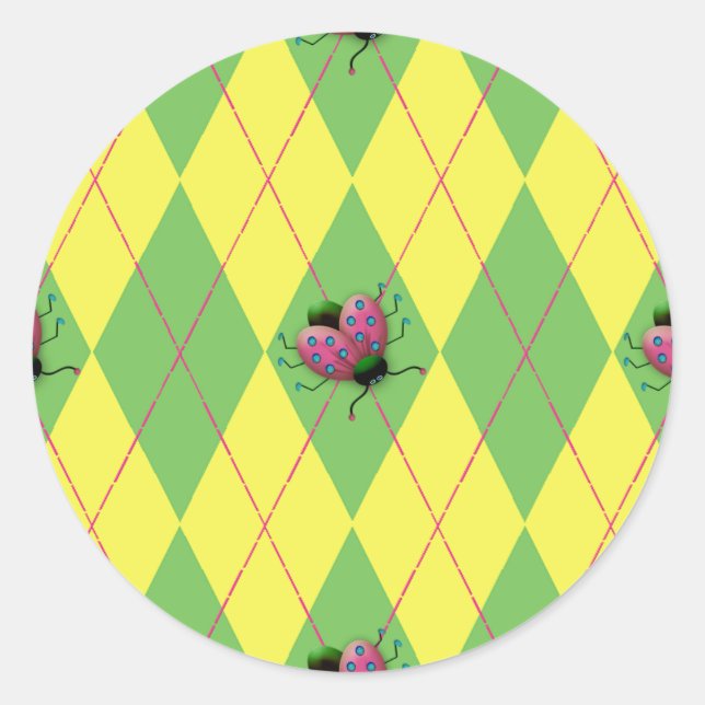 Sticker Rond Jacquard vert et jaune Ladybug (Devant)