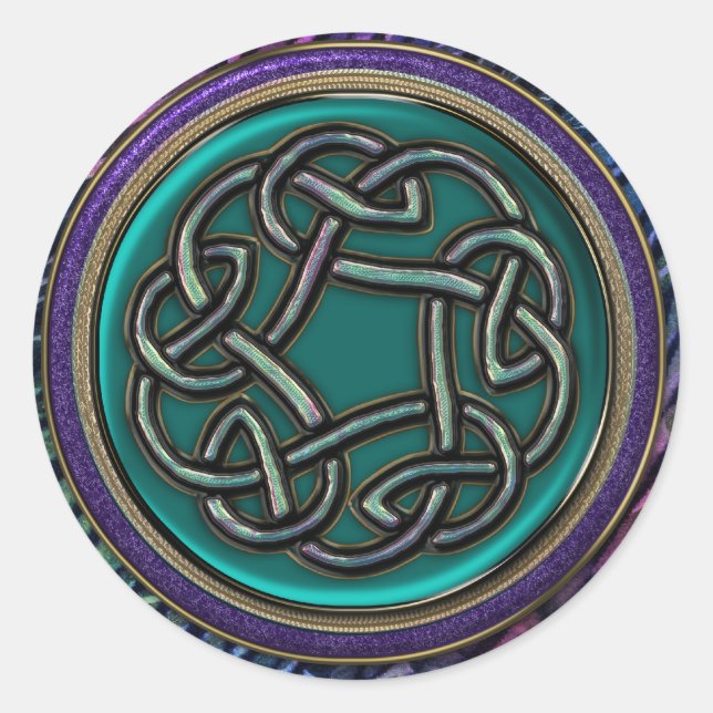 Sticker Rond Jade Green Metal Celtic Knot (Devant)